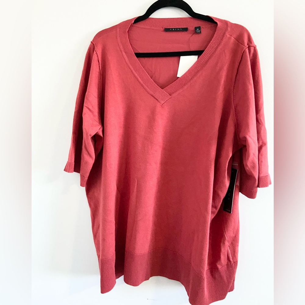 Beautiful brand new with tags soft Coral color 3/4 length shirt size 2X